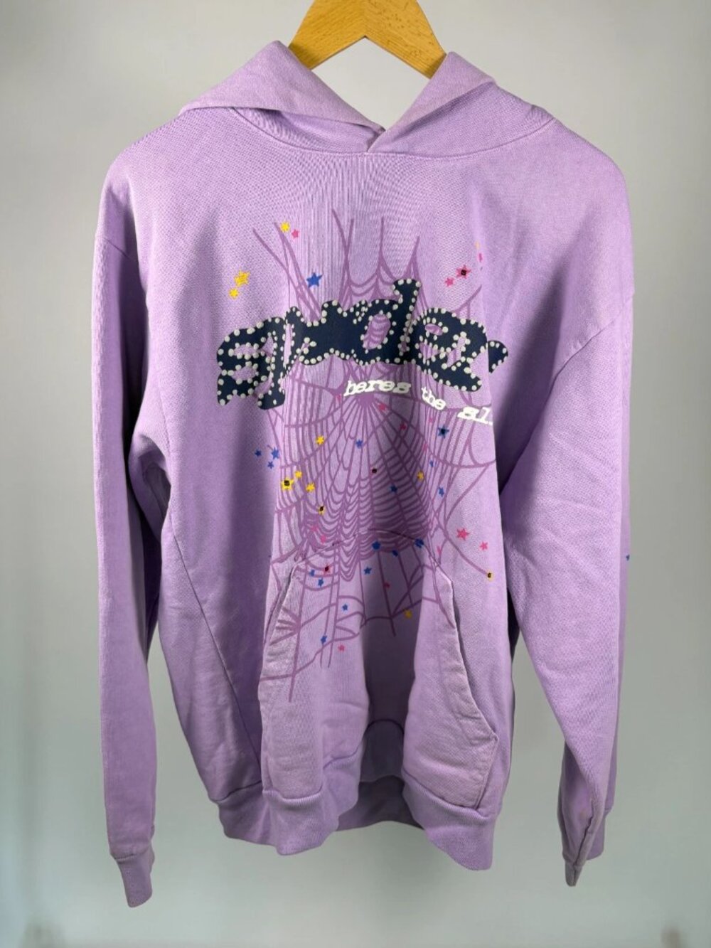 Sp5der Mens Slime P*NK v2 Lavender Graphic Hoodie Pullover Sweatshirt Sz M
